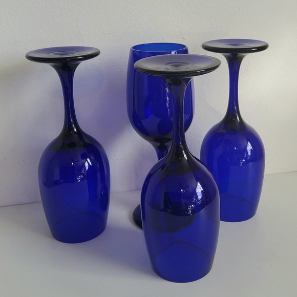 Libbey Cobalt Blue Champagne Glasses, set of 4 - Picture 5 of 5